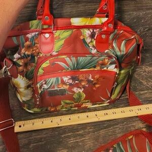Paradise Shores Tropical Floral Red Shoulder Bag